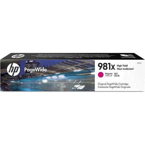 HP 981X High Yield Magenta Original PageWide Cartridge. Colour ink type: Pigment-based ink Cartridge capacity: High (XL) Yield Colour ink page yield: 10000 pages Colour ink volume: 114.5 ml Printing colours: Magenta Quantity per pack: 1 pc(s)