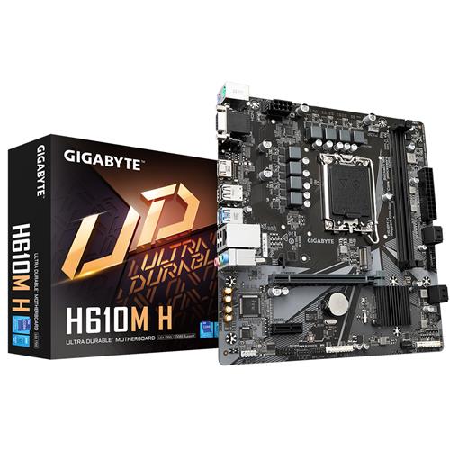 GIGABYTE H610M H Motherboard - Supports Intel Core 14th CPUs 6+1+1 Hybrid Digital VRM up to 5600MHz DDR4 (OC) 1xPCIe 3.0 M.2 GbE LAN USB 3.2 Gen 1