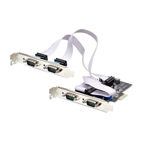 StarTech.com 4-Port Serial PCIe Card Quad-Port PCI Express to RS232/RS422/RS485 (DB9) Serial Card Low-Profile Bracket Incl. 16C1050 UART Windows/Linux TAA Compliant - Level-4 ESD Protection