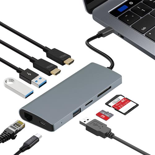 Adesso AUH-4040 laptop dock/port replicator Wired USB 3.2 Gen 1 (3.1 Gen 1) Type-C Grey