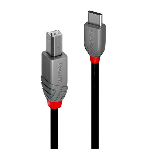 Lindy 2m USB 2.0 Type C to B Cable Anthra Line