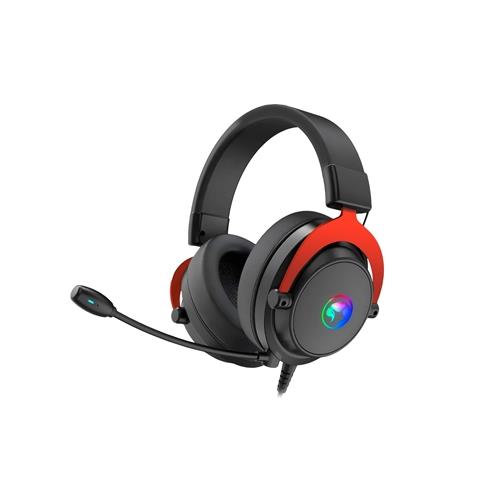 Marvo Scorpion HG9067 7.1 Virtual Surround Sound RGB Gaming Headset Flexible Omnidirectional Microphone 50mm Audio Drivers USB Connection Black and Red Head-band Black Red