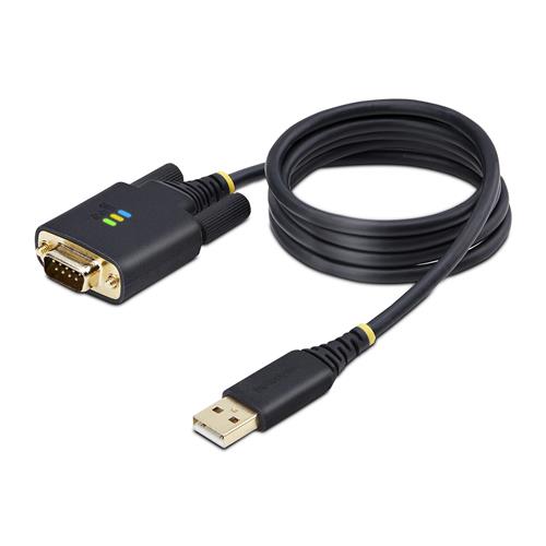 StarTech.com 3.3ft (1m) USB to Serial Adapter Cable COM Retention Interchangeable Screws/Nuts USB-A to DB9 RS232 FTDI IC ESD Protection Windows/macOS/Linux