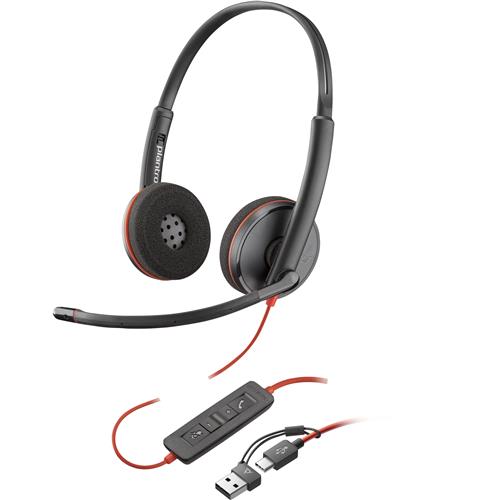 HP Poly Blackwire 3220 Stereo USB-C Black Headset +USB-C/A Adapter (Bulk)