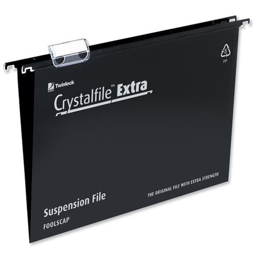 Photos - File Folder / Lever Arch File Rexel Crystalfile Extra Foolscap Suspension File 15mm Black (25) 3000080 