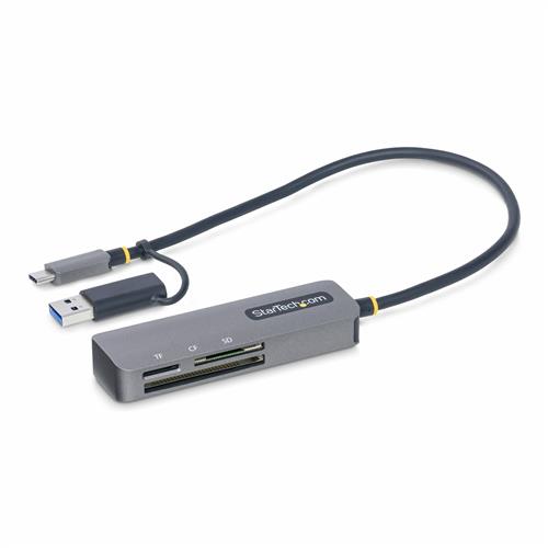 StarTech.com USB 3.0 Multi-Media Memory Card Reader SD/microSD/CompactFlash Card Reader Portable USB 5Gbps Card Adapter External USB-C Card Reader with Attached USB-A Adapter - Works with Any Operating System