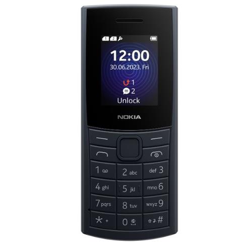 Nokia 110 4G (2023). Form factor: Bar. SIM card capability: Dual SIM. Display diagonal: 4.57 cm (1.8") Display resolution: 160 x 120 pixels. Bluetooth. FM radio. Battery capacity: 1450 mAh. Weight: 94.5 g. Product colour: Blue