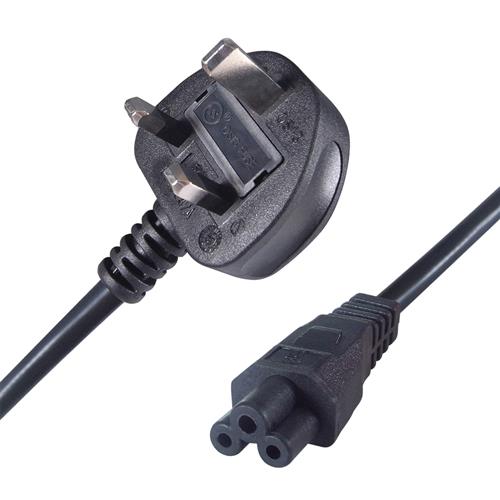 connektgear 3m UK Mains Power Cable - UK Plug to C5 (Cloverleaf) Socket