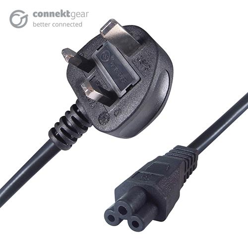 connektgear 5m UK Mains Power Cable - UK Plug to C5 (Cloverleaf) Socket