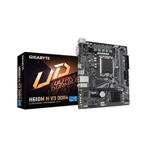 GIGABYTE H610M H V3 DDR4 Motherboard - Supports Intel Core 14th CPUs 4+1+1 Hybrid Phases Digital VRM up to 3200MHz DDR4 1xPCIe 3.0 M.2 GbE LAN USB 3.2 Gen 1