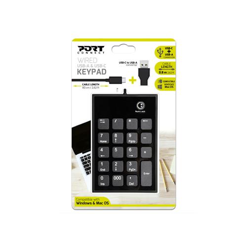 Photos - Other for Computer Port Designs 900801. Device interface: USB Keyboard number of keys: 19 Purpose: Laptop. Cable length: 0.8 m Product colour: 