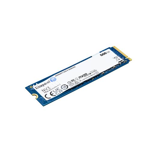 Kingston Technology 500G NV3 M.2 2280 NVMe SSD. SSD capacity: 500 GB SSD form factor: M.2 Read speed: 5000 MB/s Write speed: 3000 MB/s Component for: PC/Laptop