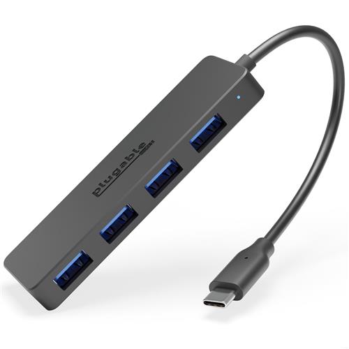Plugable Technologies USB C to USB Adapter Hub 4 Port USB 3.0 Hub USB Splitter for Laptop Compatible with Windows MacBook Pro/Air iPad Pro Surface Pro Chromebook Linux Android Charging Not Supported