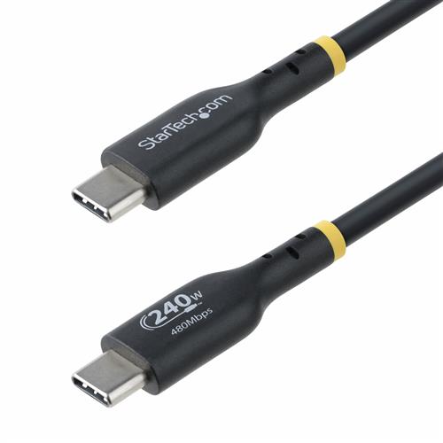 StarTech.com 10ft (3m) USB-C Charging Cable, Charge & Sync, 240W (5A) PD EPR, USB 2.0 Laptop Charger Cable, USB-IF Certified, TPE Jacket - Black USB C Charging Cord