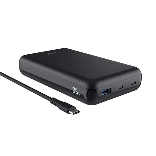 Trust Laro. Fast charging technology: Quick Charge 3.0. USB Type-A output ports: 1 USB Type-C ports quantity: 2. Total output power: 100 W Output current: 5 A. Product colour: Black