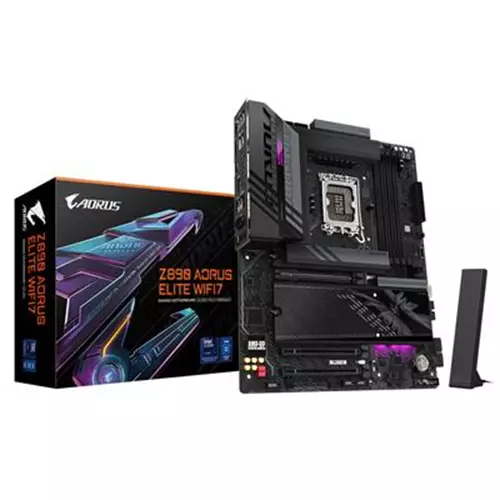 GIGABYTE Z890 AORUS ELITE WIFI7 Motherboard - Supports Intel Core Ultra (Series 2) CPUs 16+1+2 phases VRM up to 8800MHz DDR5 (OC) 1xPCIe 5.0 + 3xPCIe 4.0 Wi-Fi 7 2.5GbE LAN Thunderbolt 4