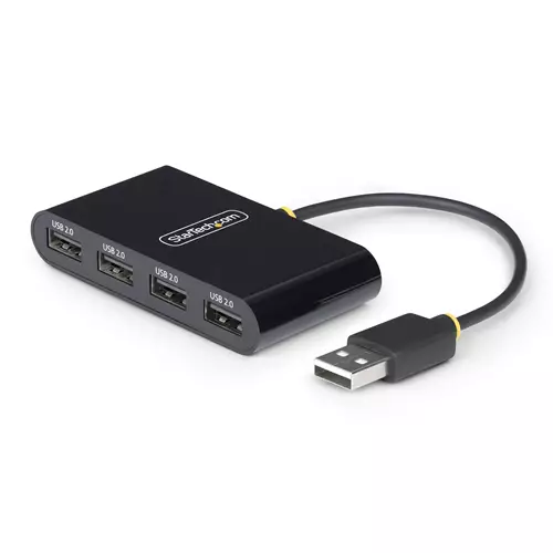 StarTech.com 4-Port USB 2.0 Hub USB Bus Powered Small Travel Mini USB Hub USB 2.0 Splitter Portable Multi-Port USB Hub 480Mbps Overcurrent Protection (OCP)