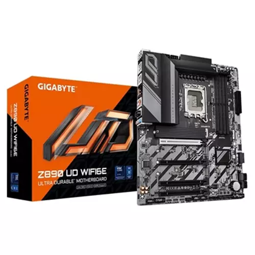GIGABYTE Z890 UD WIFI6E Motherboard - Supports Intel Core Ultra (Series 2) CPUs 12+1+2 phases VRM up to 8800MHz DDR5 (OC) 1xPCIe 5.0 + 2xPCIe 4.0 Wi-Fi 6E 2.5GbE LAN USB 4