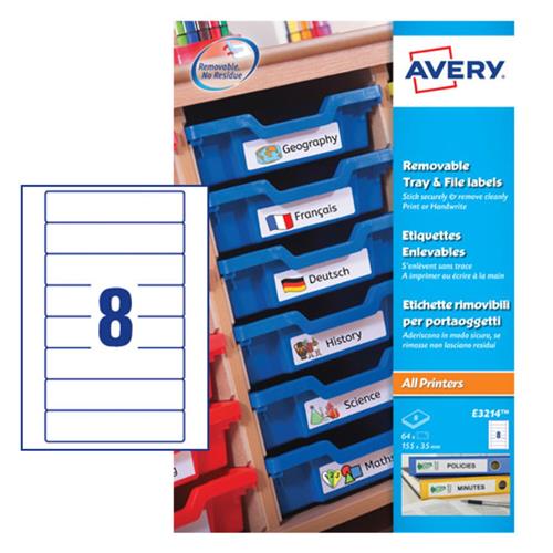 Photos - Other for Computer Avery UK Removable Tray & File Labels Removable labels 155 x 35 mm White  - E3214 E3214(Pack 64 Labels)