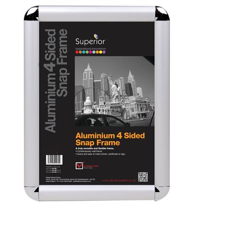 Seco A4 Snap Frame with Round Corners 25mm Silver - ROUNDA4