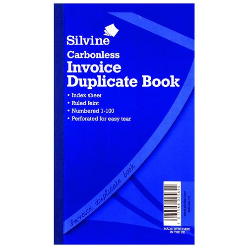 Silvine 210x127mm Duplicate Memo Book Carbonless Ruled 1-100 Taped Cloth Binding 100 Sets (Pack 6) - 701