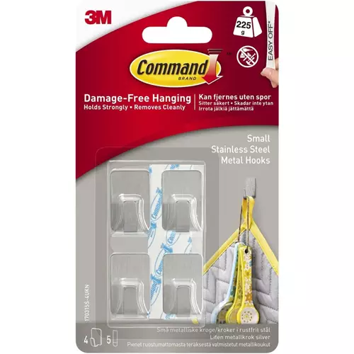 Photos - Other for Repair Command 3M  Small Stainless Steel Metal Hooks With  Adhesive Strips  - 7100191582 7100191582 (Pack 4)