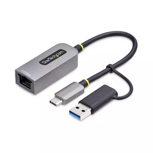 StarTech.com 2.5GbE USB-C to Ethernet Adapter with USB-A Converter NBASE-T NIC USB 3.0 Type-C 2.5/1G Multi Speed Network Thunderbolt Compatible Windows & Mac