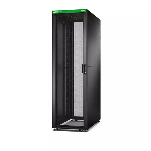 APC Easy Rack 42U Black With Roof Castors Feet 4 Brackets and Side Panels No Bottom 1991H x 600W x 1100D mm Freestanding rack 42U 1199.75 kg Key lock Adjustable feet Castor wheels