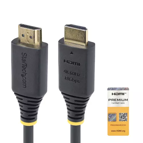 Photos - Cable (video, audio, USB) Startech.com 1.6ft  Premium Certified High Speed HDMI Cable 4K 60Hz/1440p 144Hz HDR10/HDCP 2.2/ARC 18Gbps UHD HDMI 2.0 (50cm)