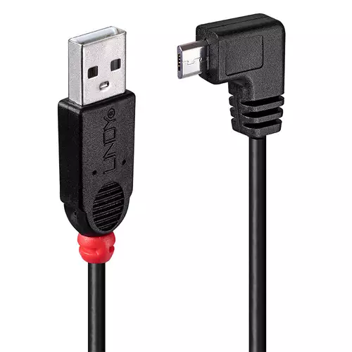 Lindy 2m USB 2.0 Cable - Type A to Micro-B Cable 90 Degree Right Angle