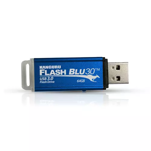 iStorage Kanguru FlashBlu30 SuperSpeed USB3.0 64GB |Secure Flash Drive| Physical Write Protect Switch | Windows Ready Boost compatible