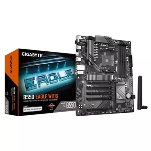 GIGABYTE B550 EAGLE WIFI6 Motherboard - AMD Ryzen 5000 G-Series CPUs 10+3+1 Phases VRM up to 3200MHz DDR4 1xPCIe 4.0 + 1xPCIe 3.0 M.2 1GbE LAN WIFI 6 USB 3.2 Gen 2