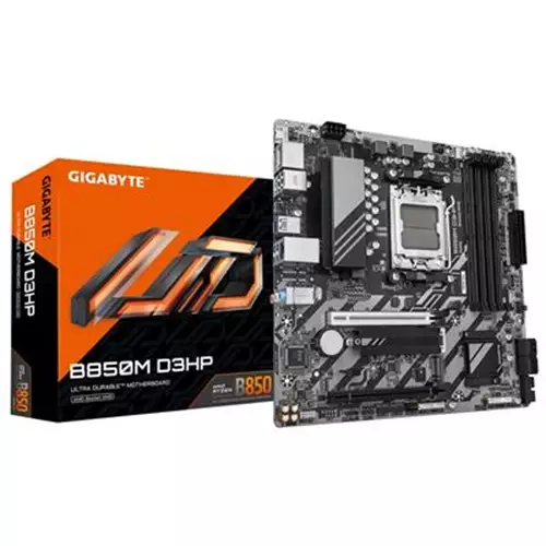 GIGABYTE B850M D3HP Motherboard - AMD Ryzen 9000 Series CPUs 5+2+2 Phases Digital VRM up to 8200MHz DDR5 (OC) 1xPCIe 5.0 + 1xPCIe 4.0 M.2 GbE LAN USB 3.2 Gen 2