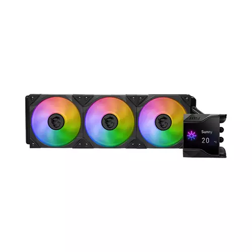 MSI MPG CORELIQUID D360. Type: All-in-one liquid cooler Fan diameter: 12 cm Bearing type: Ball bearing. Product colour: Black