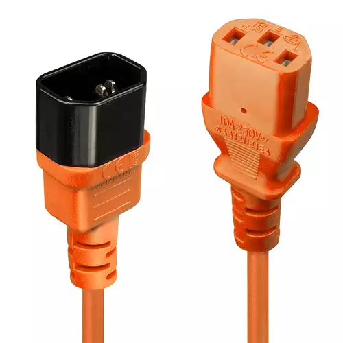 Lindy 1m IEC Extension Cable Orange. Cable length: 1 m Connector 1: C14 coupler Connector 2: C13 coupler
