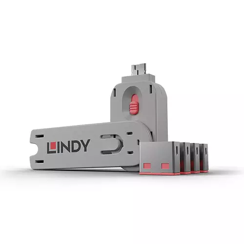 Lindy USB Port Blocker - Pack of 4 Colour Code: Pink
