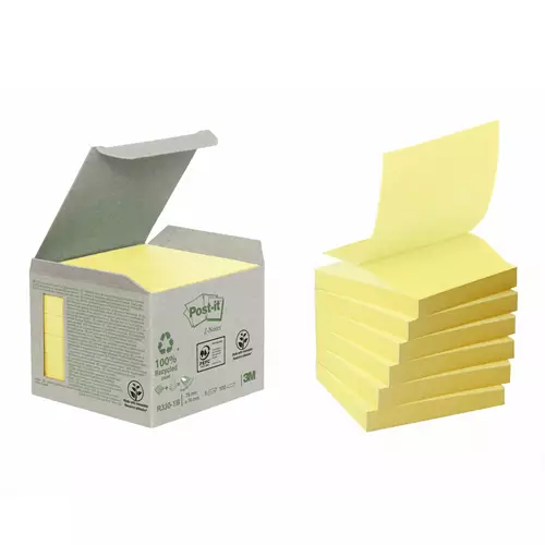 Photos - Other for Computer Post-it Recycled Z-Notes 76x76mm 100 Sheets Per Pad PEFC Canary Yellow  - 7100172253 7100172253 (Pack 6)