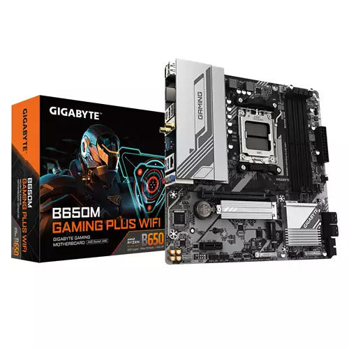 GIGABYTE B650M GAMING PLUS WIFI Motherboard - AMD Ryzen 9000 CPUs 5+2+2 Phases VRM up to 8000MHz DDR5 2xPCIe 4.0 M.2 2.5GbE LAN WIFI 6E USB 3.2 Gen 1