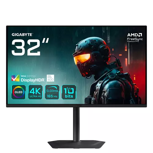 GIGABYTE MO32U 31.5" OLED 4K UHD Gaming Monitor - 3840 x 2160 165Hz 0.03ms 250 cd/m Display HDR True Black 400 HDMI 2.1 Displayport 1.4