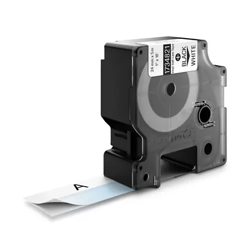 DYMO Rhino Industrial Self Laminating Labels | 24 mm x 5.5m | White on Black | for Rhino Label Makers