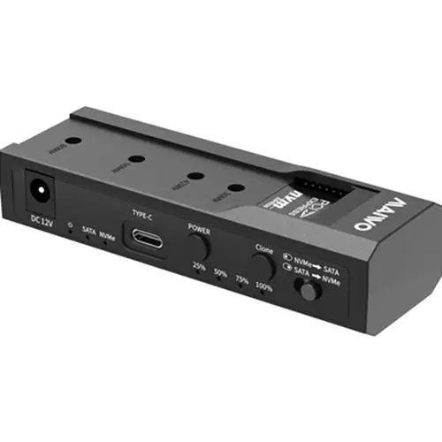 MAIWO K10635N Dual Bay USB Type C Hard Drive Enclosure HDD / SSD Duplicator for 2.5/3.5 Inch SATA Hard Drive and M.2 NVMe SSD Support Offline Clone and Transmission Speed Up to 10Gbps w/ 12V/3A Power