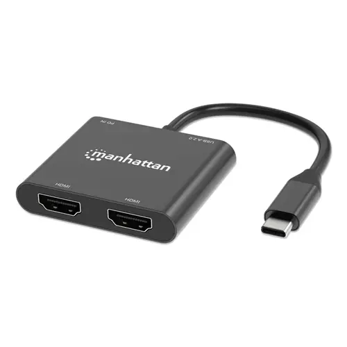 Photos - Cable (video, audio, USB) MANHATTAN USB-C to Dual HDMI & USB-A Adapter Dual 4K@30Hz or Single 4K@60Hz Power Delivery 100W 480 Mbps  Cable (USB 2.0)
