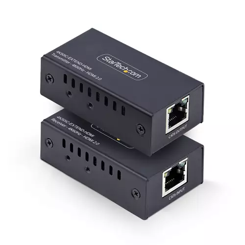 StarTech.com HDMI Extender Over CAT5e/CAT6 4K 60Hz Up to 200ft (60m) Transmitter and Receiver Kit Power Over Cable Compact Form Factor