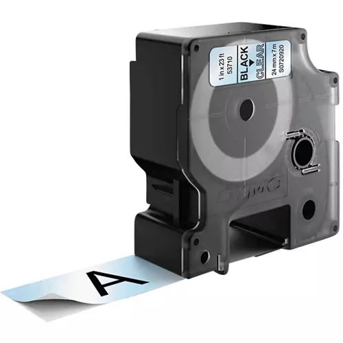 DYMO Authentic D1 Labels | 24mm x 7m Roll | Black Print on Clear | Self-Adhesive Labels for LabelManager Label Printers