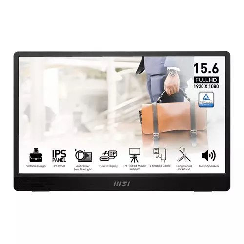 MSI PRO MP161 E2U portable TV/monitor Portable monitor Black 39.6 cm (15.6") LED 1920 x 1080 pixels