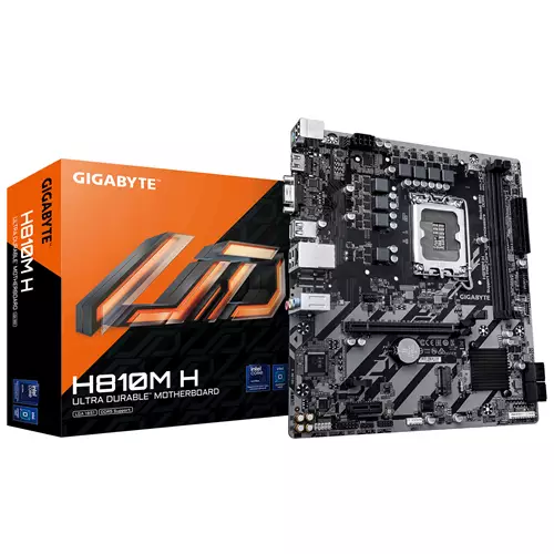 GIGABYTE H810M H Motherboard - Intel Core Ultra (Series 2) CPUs 4+1+2 Phases VRM up to 6400MHz DDR5 1xPCIe 4.0 M.2 1GbE LAN USB 3.2 Gen 1