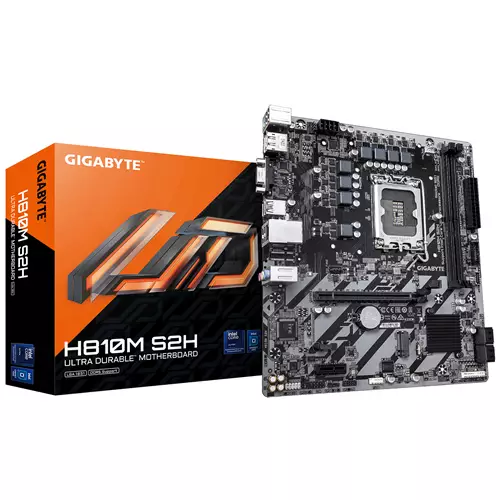 GIGABYTE H810M S2H Motherboard - Intel Core Ultra (Series 2) CPUs 4+1+2 Phases VRM up to 6400MHz DDR5 1xPCIe 4.0 M.2 1GbE LAN USB 3.2 Gen 1