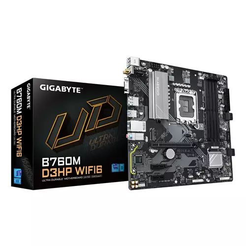 GIGABYTE B760M D3HP WIFI6 Motherboard - Supports Intel Core 14th Gen CPUs 4+1+1 Phases Digital VRM up to 5600MHz DDR5 2xPCIe 4.0 M.2 Wi-Fi 6 GbE LAN USB 3.2 Gen1