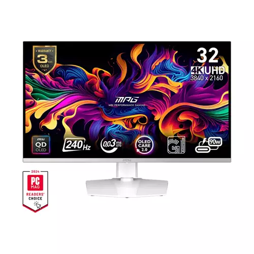 MSI MPG 321URXW QD-OLED computer monitor 80 cm (31.5") 3840 x 2160 pixels 4K Ultra HD White