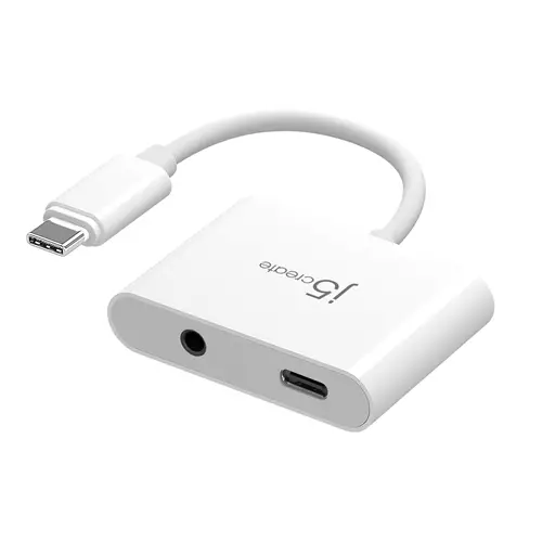 j5create JCA122 USB-C to 3.5mm Audio Adapter with Power Delivery Black